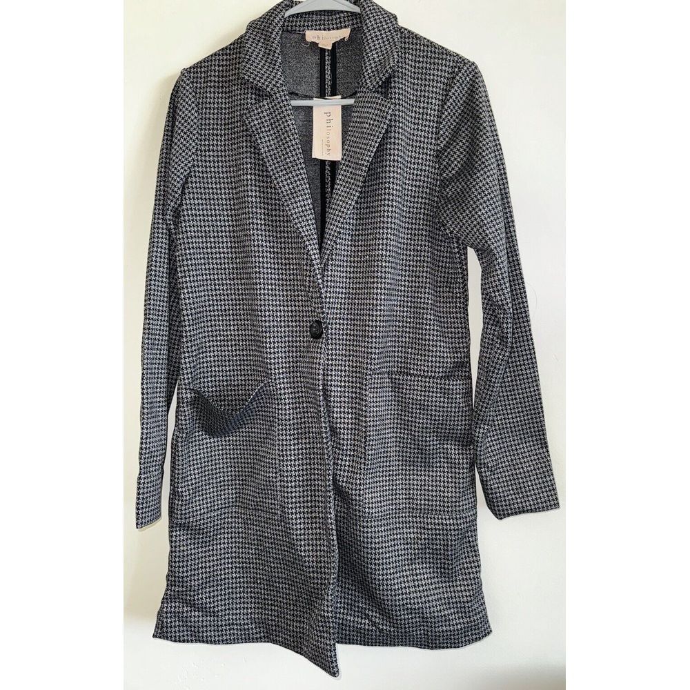 Philosophy Womens Black/grey Long Blazer Jacket Size XS NWT